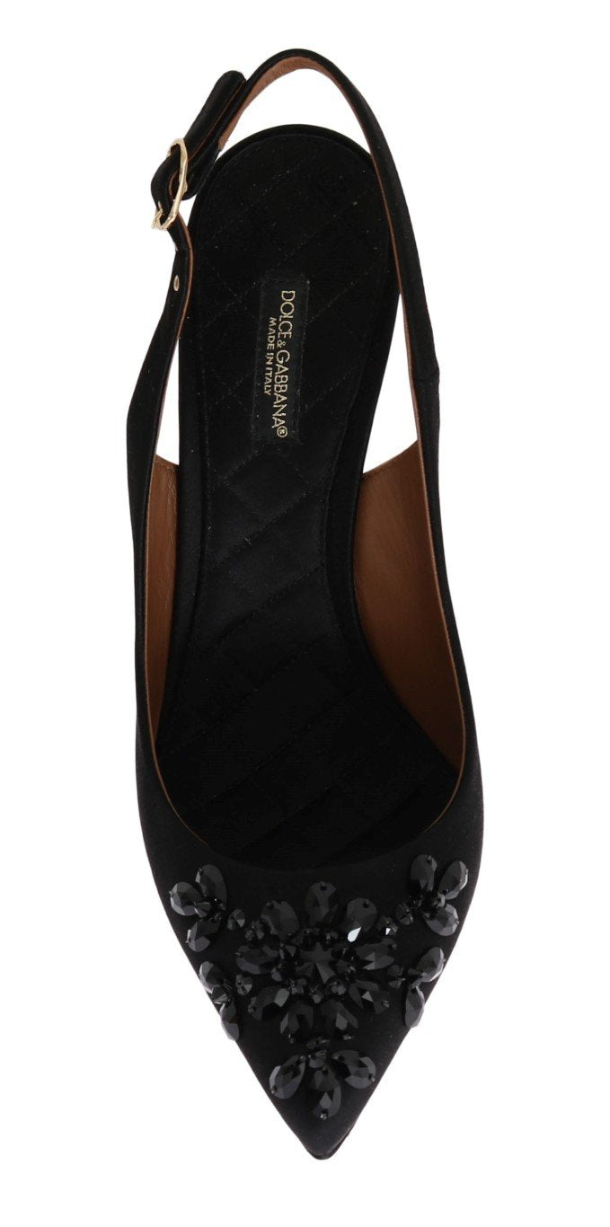 Black Slingbacks Crystal Classic Pumps
