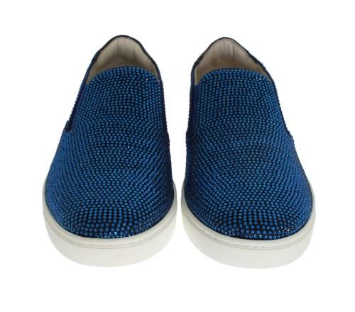 Blue Strass Canvas Logo Sneakers