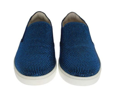 Blue Strass Canvas Logo Sneakers