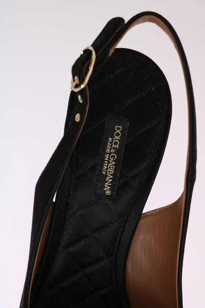 Black Slingbacks Crystal Classic Pumps