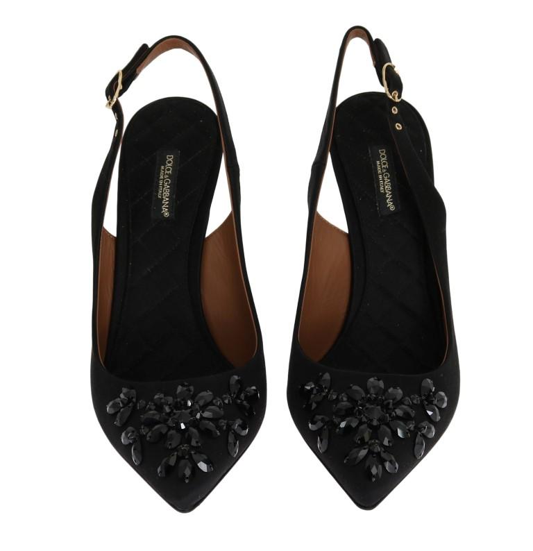 Black Slingbacks Crystal Classic Pumps