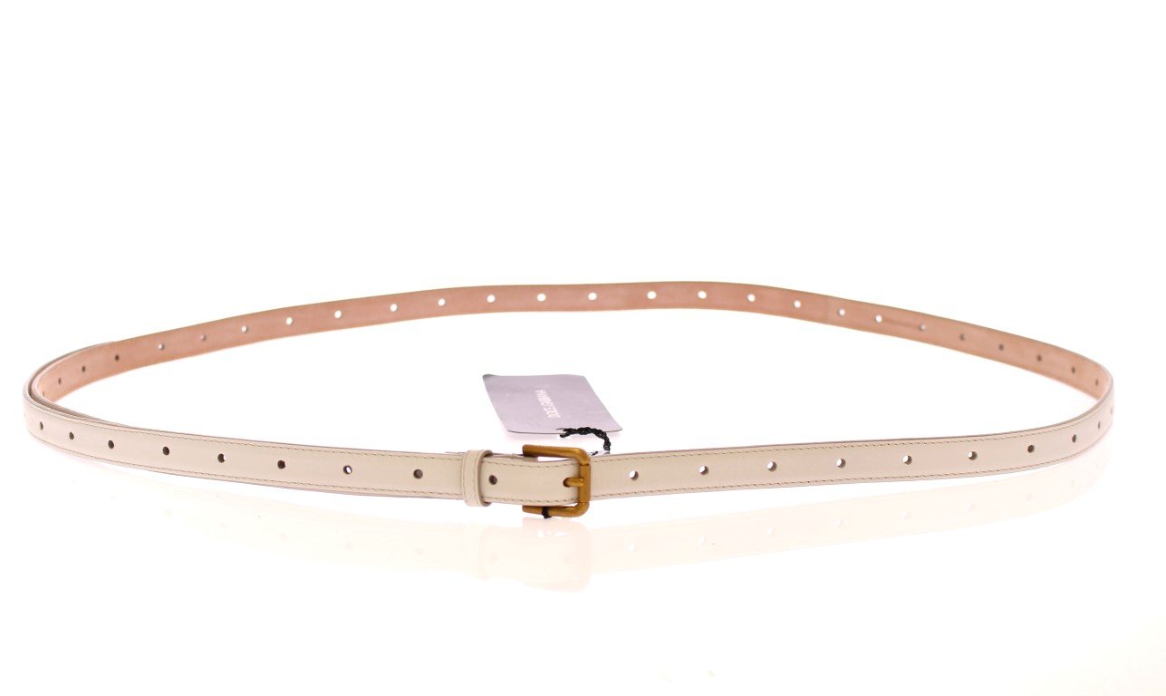 White Leather Skinny Belt