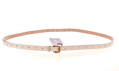 White Leather Skinny Belt