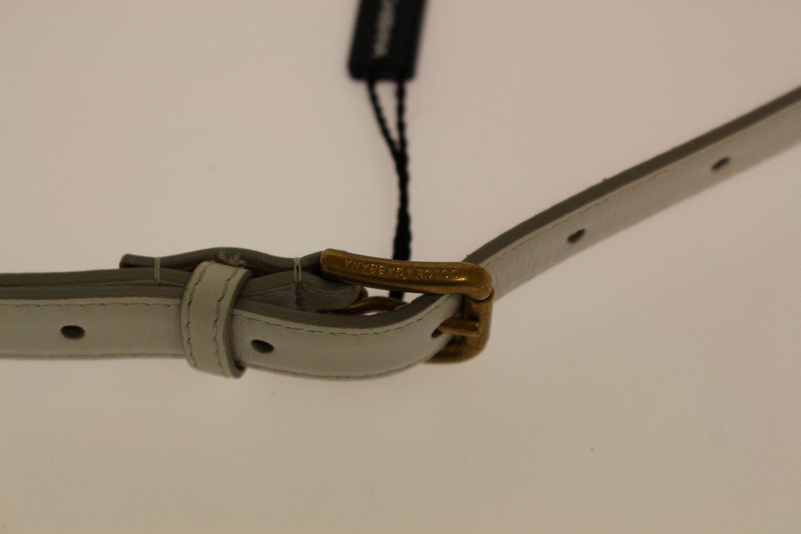 White Leather Skinny Belt