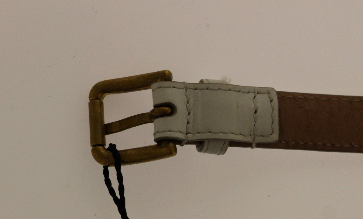 White Leather Skinny Belt