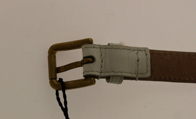 White Leather Skinny Belt