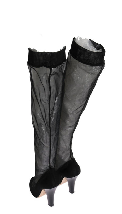 Black Nylon Net Cutout Socks Boots