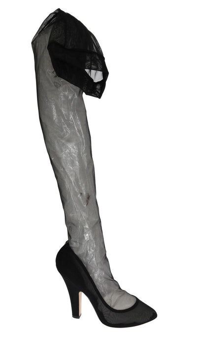 Black Nylon Stretch Cutout Socks Boots