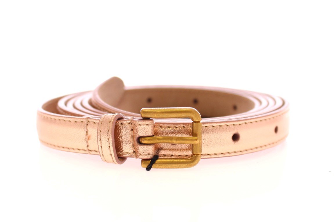 Pink Leather Skinny Belt