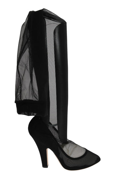 Black Nylon Stretch Cutout Socks Boots