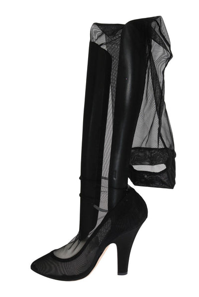 Black Nylon Stretch Cutout Socks Boots