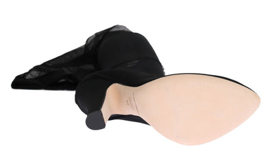 Black Nylon Stretch Cutout Socks Boots