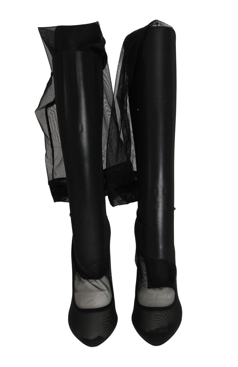 Black Nylon Stretch Cutout Socks Boots