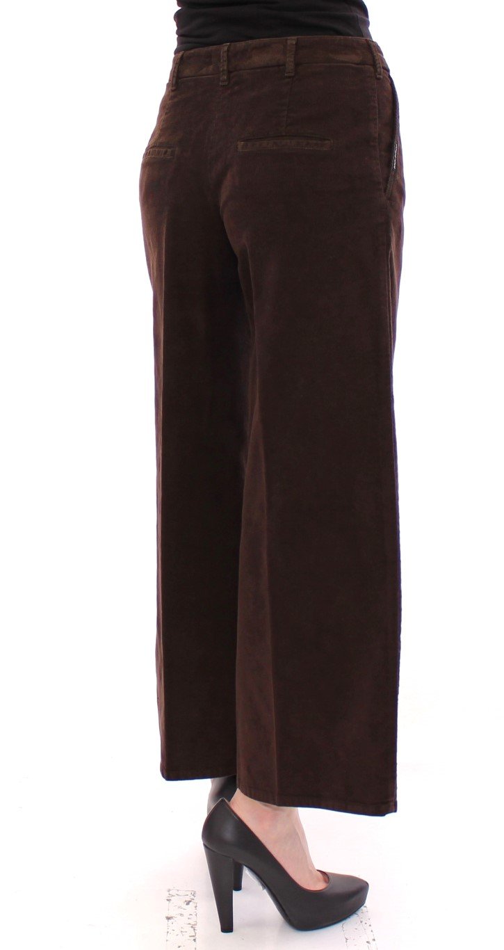 Brown Cotton Cropped Corduroys Jeans Pants