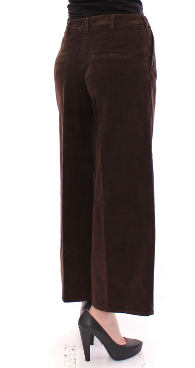 Brown Cotton Cropped Corduroys Jeans Pants