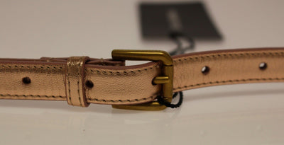 Pink Leather Skinny Belt