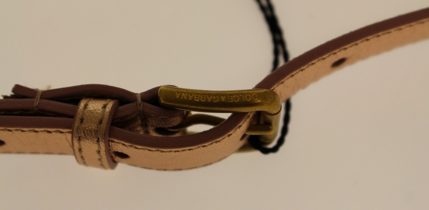 Pink Leather Skinny Belt