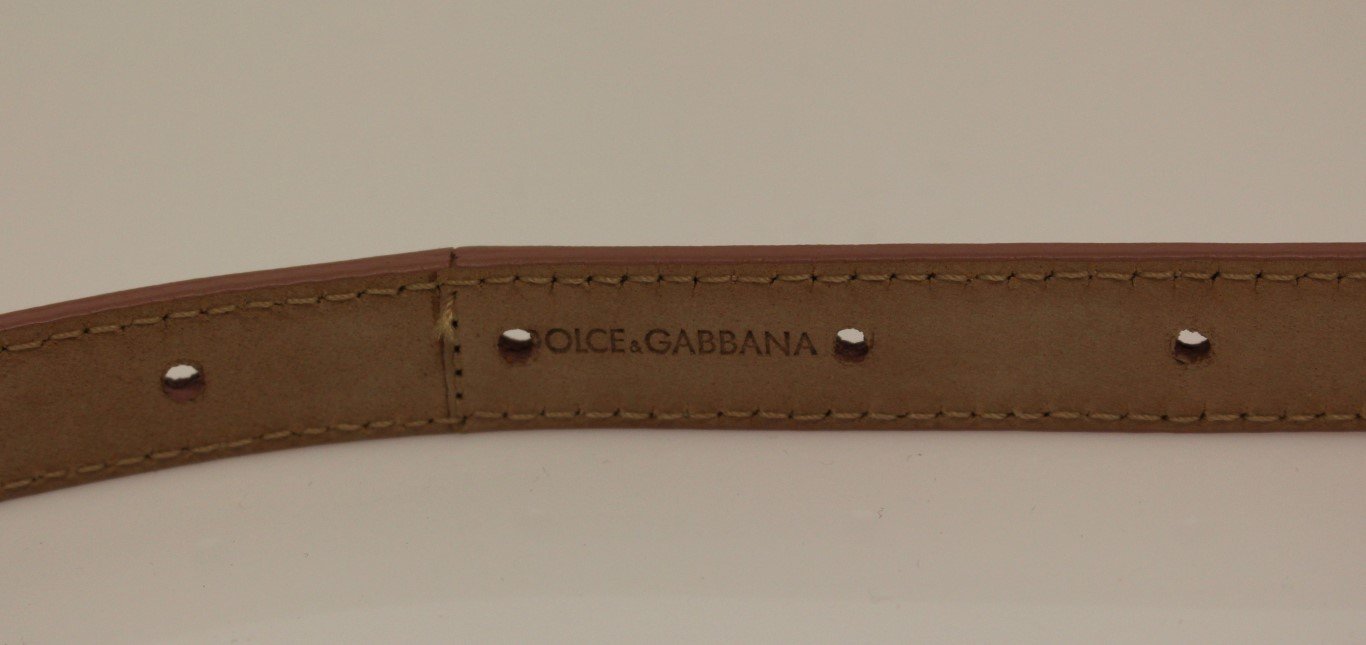 Pink Leather Skinny Belt