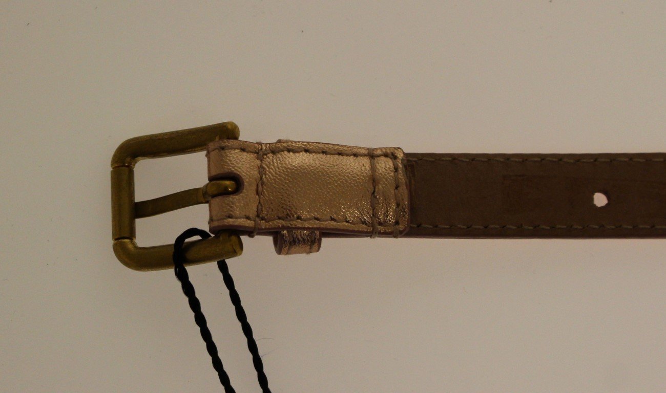 Pink Leather Skinny Belt