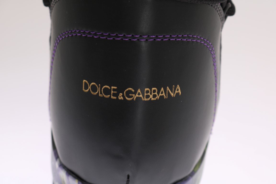 Purple Tulip Print Nylon Leather Boots