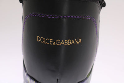 Purple Tulip Print Nylon Leather Boots