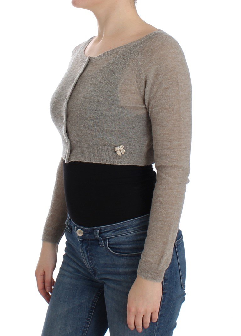 Beige Cropped Cardigan Sweater