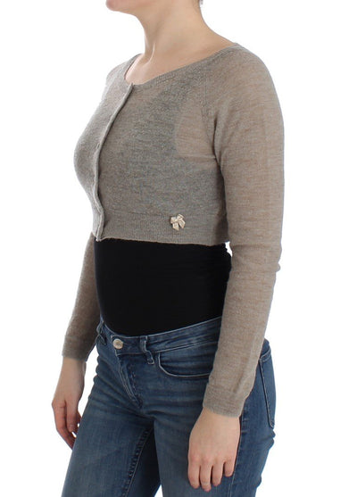 Beige Cropped Cardigan Sweater