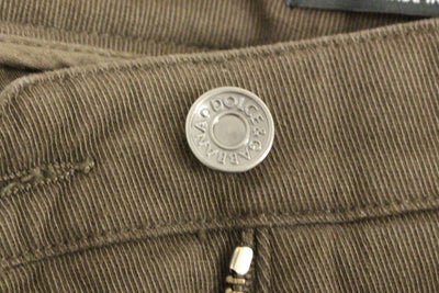 Brown Cotton Cropped Chinos Jeans Pants