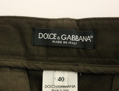 Brown Cotton Cropped Chinos Jeans Pants