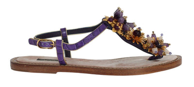 Purple Crocodile Crystal Sandals