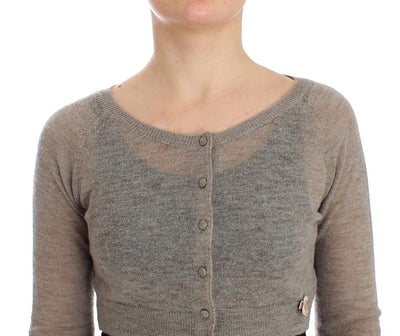 Beige Cropped Cardigan Sweater