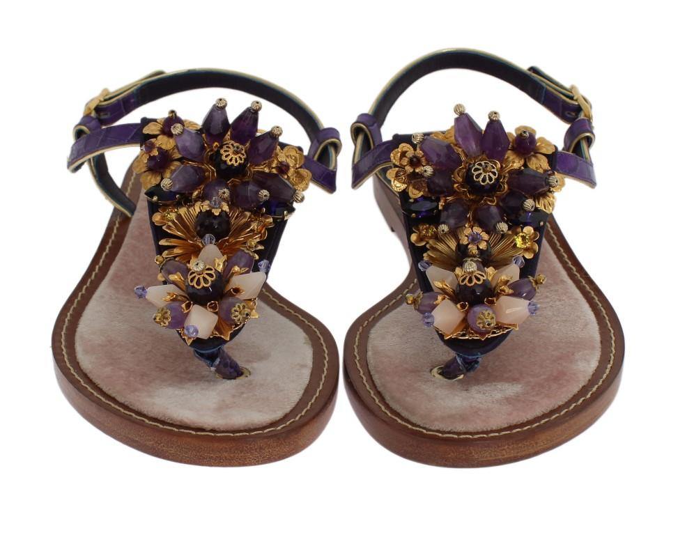 Purple Crocodile Crystal Sandals