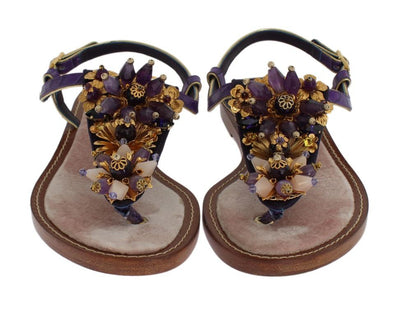Purple Crocodile Crystal Sandals