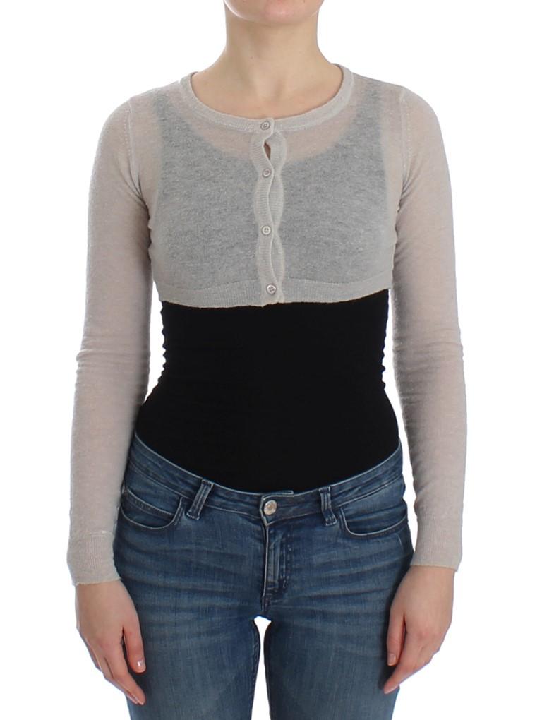 Gray Knit Wool Cardigan Sweater