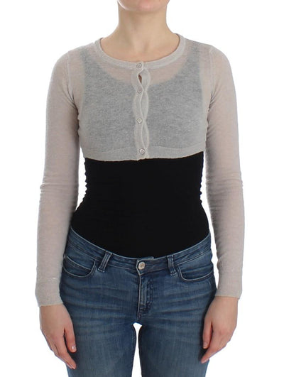 Gray Knit Wool Cardigan Sweater