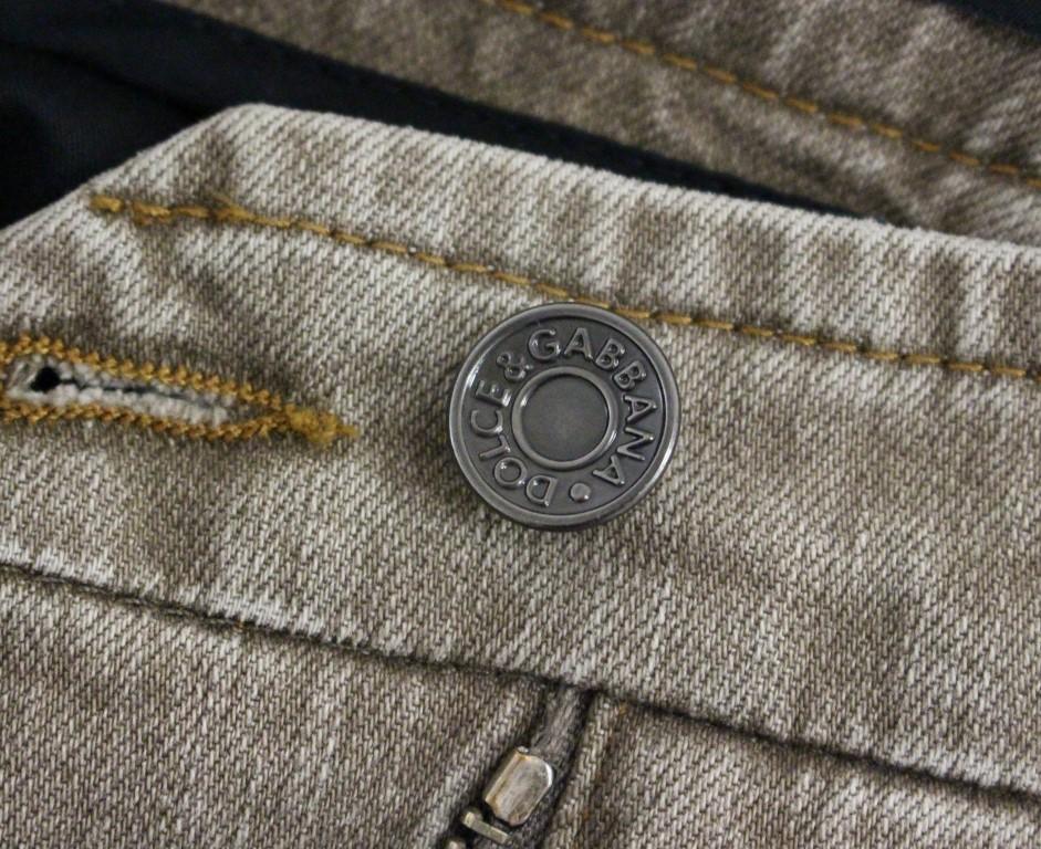 Beige Cotton Cropped Chinos Jeans Pants