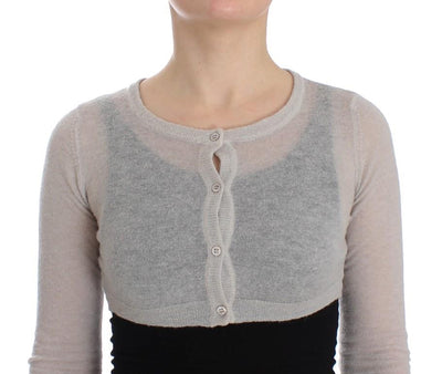 Gray Knit Wool Cardigan Sweater