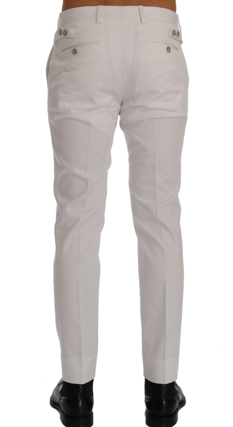 White Cotton Stretch Chinos Pants