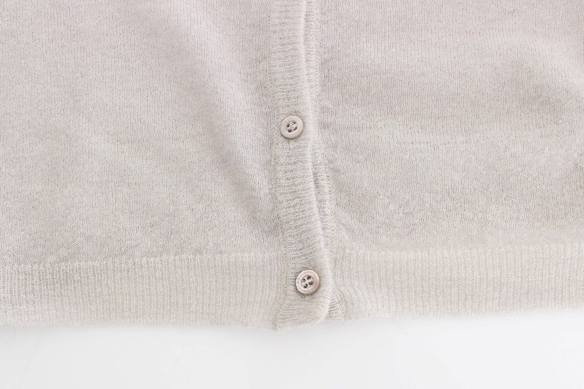 Gray Knit Wool Cardigan Sweater