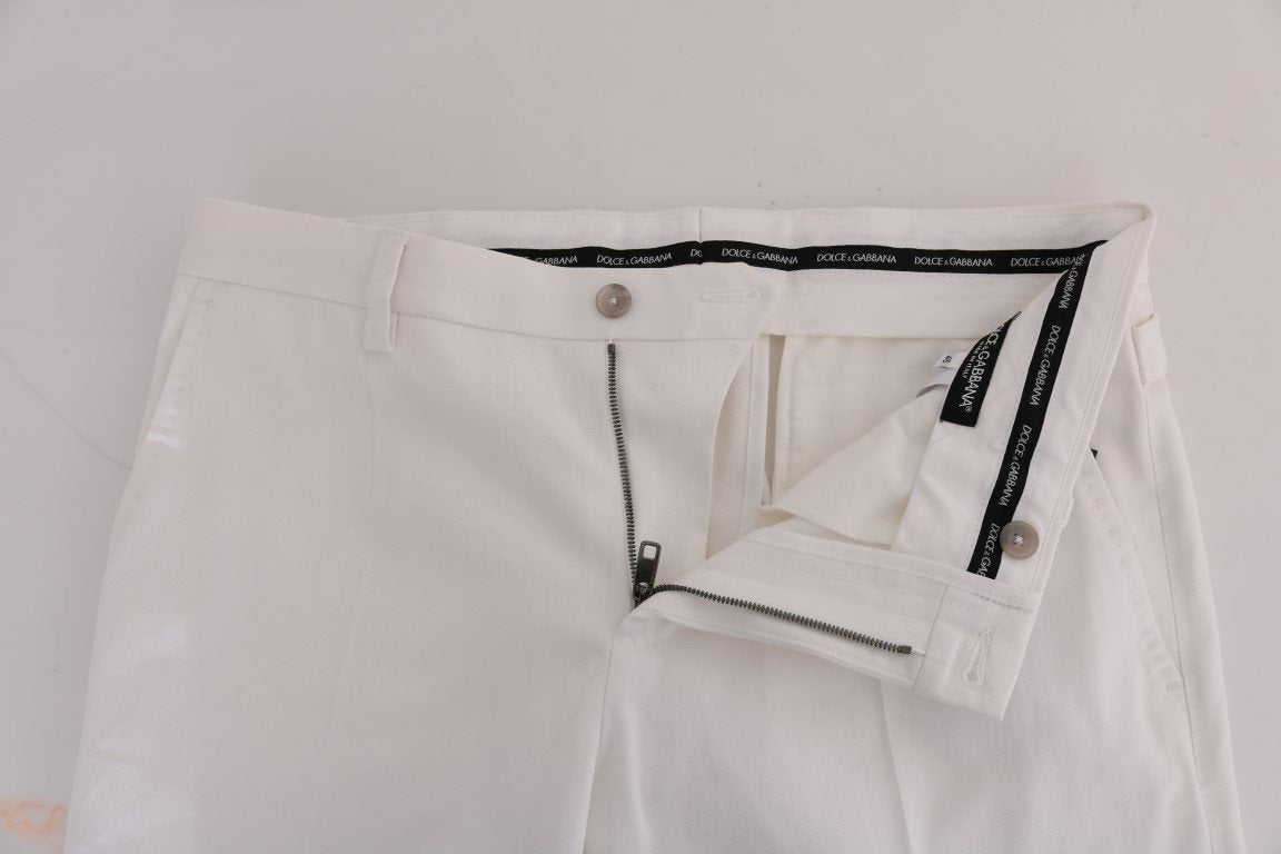 White Cotton Stretch Chinos Pants