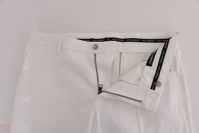 White Cotton Stretch Chinos Pants