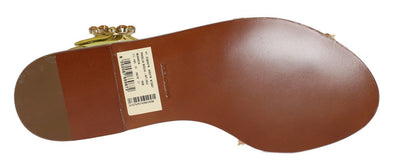 Yellow Leather Crystal Paglia Sandals