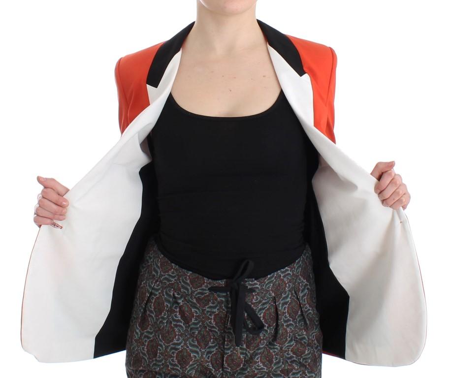 Orange Cotton Blend Blazer Jacket