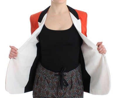 Orange Cotton Blend Blazer Jacket