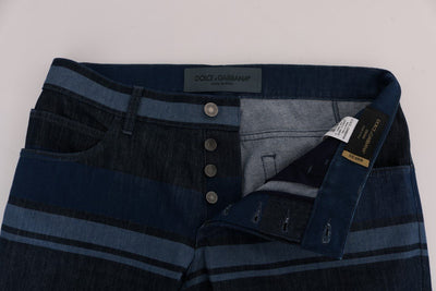 Blue Striped 14 GOLD Slim Fit Cotton Jeans