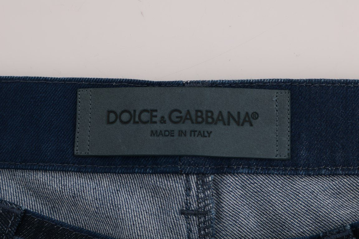 Blue Striped 14 GOLD Slim Fit Cotton Jeans