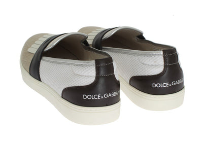 Beige White Linen Iguana Sneakers