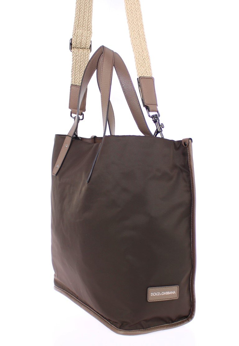 Brown nylon tote bag