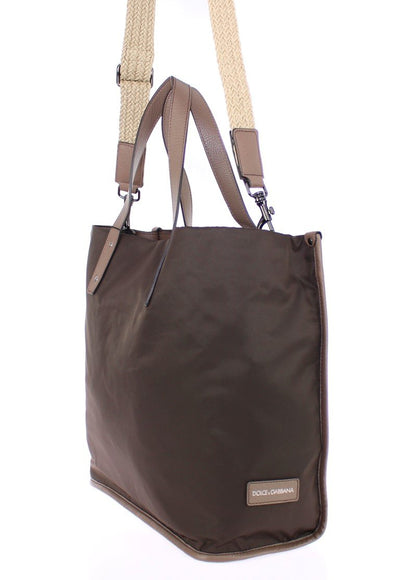 Brown nylon tote bag