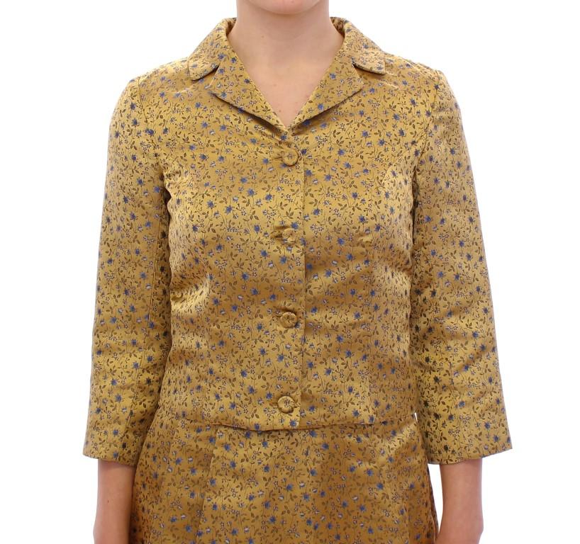 Silk Short Jacquard Floral Blazer Jacket